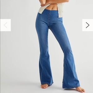 Free People Blue Flare Pull On Jeans Size 27